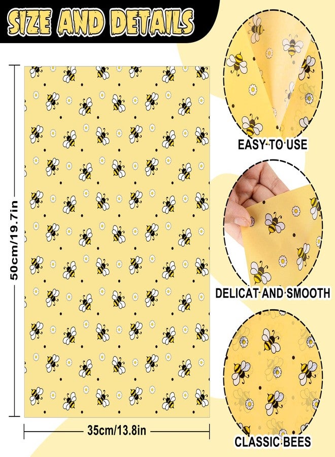 Whaline 100 Sheet Summer Bee Tissue Paper Cute Honeybee Daisy Gift Wrapping Paper 13.8 x 19.7 Inch Yellow Bee Flower Packing Tissue for Birthday Baby Shower Wedding Holiday Craft Gift Decor - Image 2
